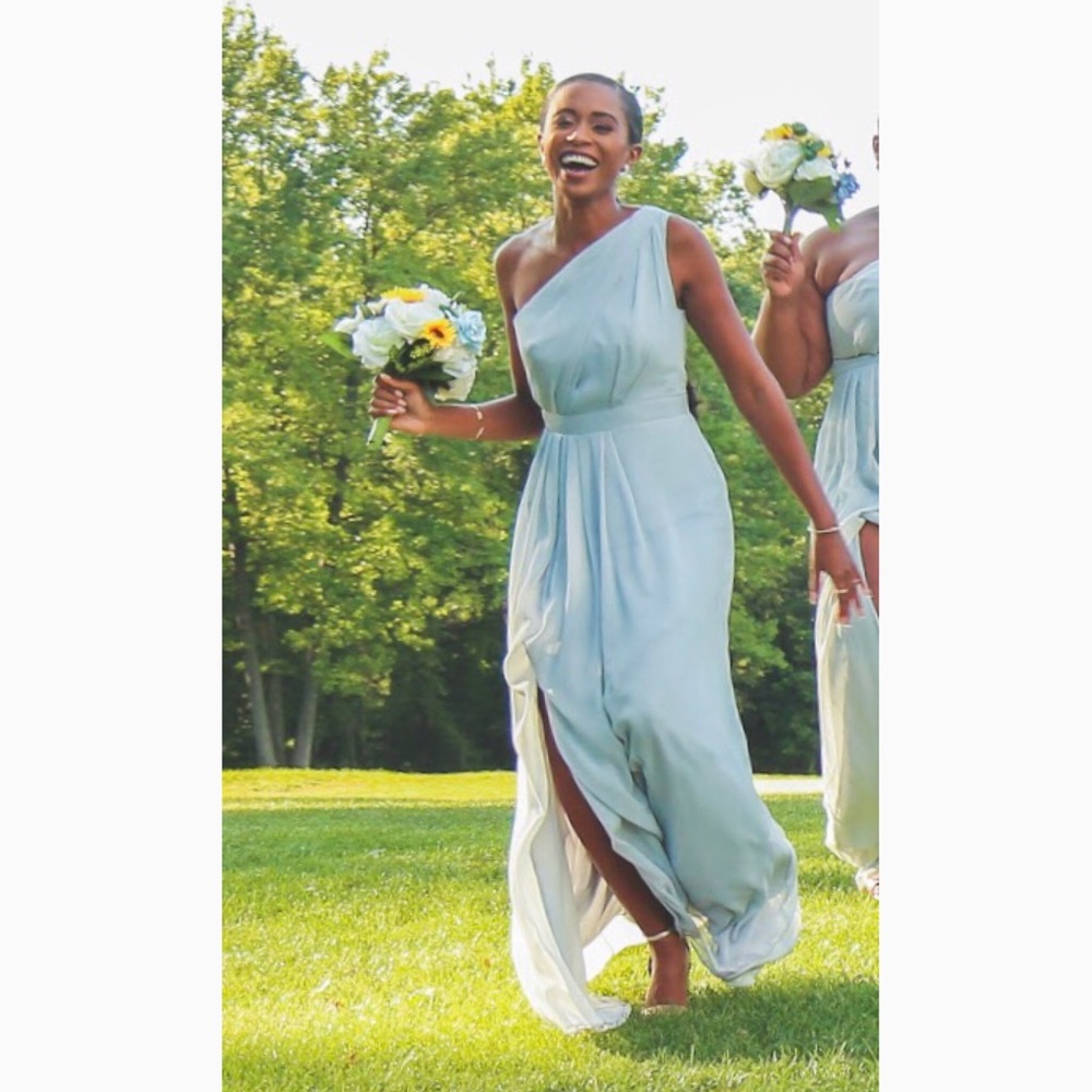 Elegant Gray-Blue Floor length dress